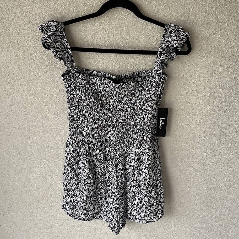 Lulus Off the Shoulder Navy Blue Romper size Small